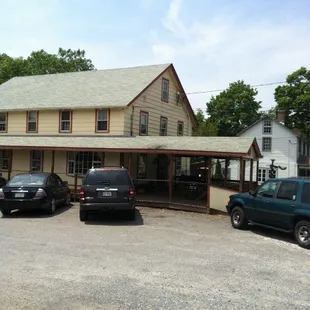 parking lot with cars parked in front