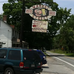 a car parked in front of it