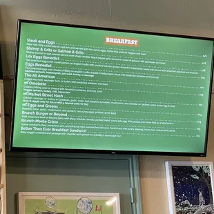 Breakfast menu as of 3/27/22