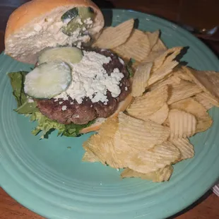 Lamb Burger (ordered w/o red onions) &amp; gluten-free bun