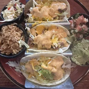 Pork tacos and mahi tacos