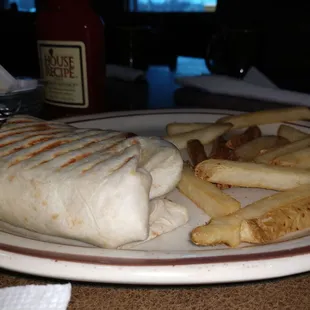 Half of Mom's wrap.  She also ordered fries..... this is about half of the order.