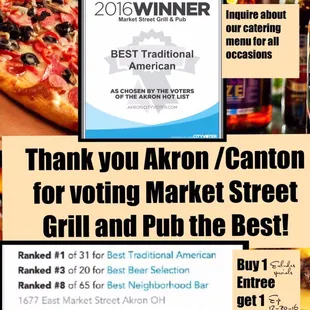 thank you aaron / canon for voting market street grill and pub the best