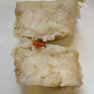 &quot;Scallop&quot; from the Scallop and Pasta entree.....mystery meat from the sea.