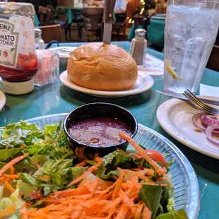 Salad and bread