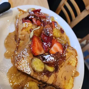 Bulotta french toast, topped with caramelized strawberries