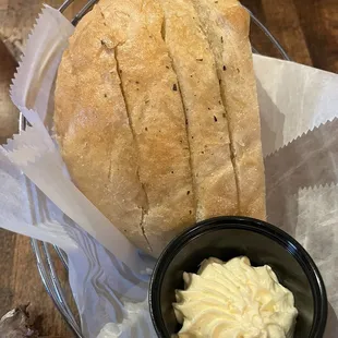 Complimentary bread with sweet butter