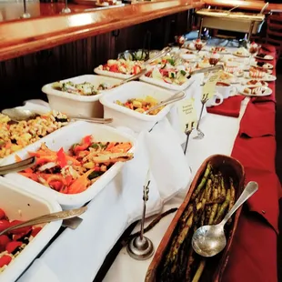 Cold salads and desserts at the Sunday brunch buffet.