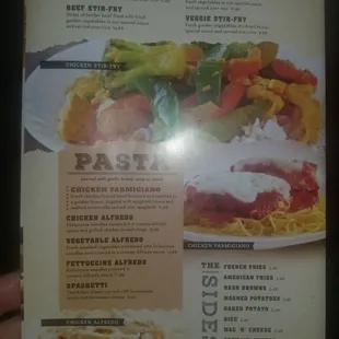 the menu for the restaurant