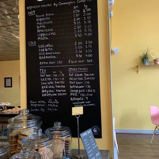 a menu for coffee