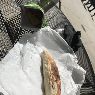 a sandwich and a bottle of water