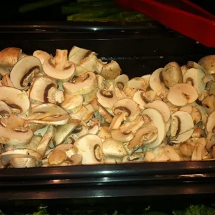 Salad bar mushrooms.