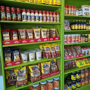 shelves of food and condiments