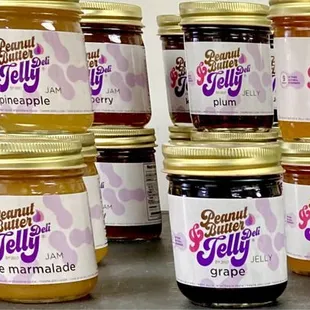 a display of jars of jams