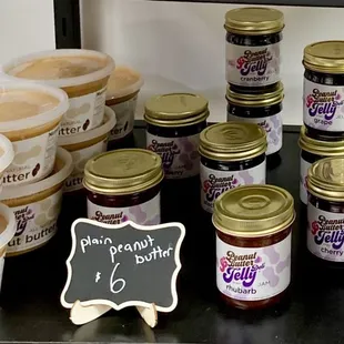 a display of jars of jams
