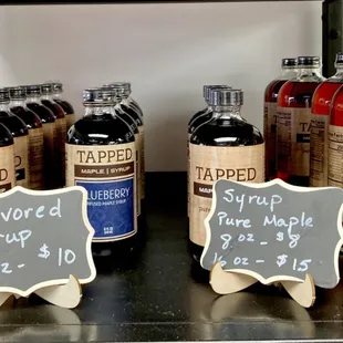 a variety of syrups for sale