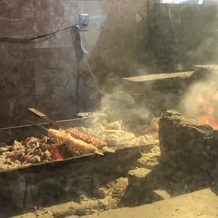 Skewered chicken and sirloin cooked as we waited. Fresh!