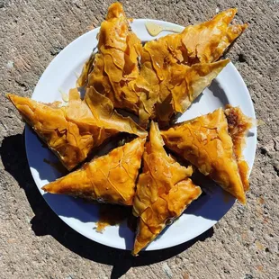 a plate of baked pastries