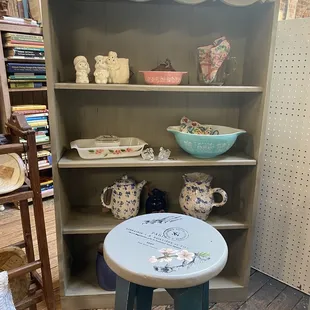 Vintage Pyrex and painted furniture