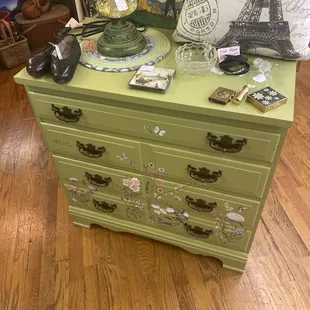 Painted furniture and vintage jewelry