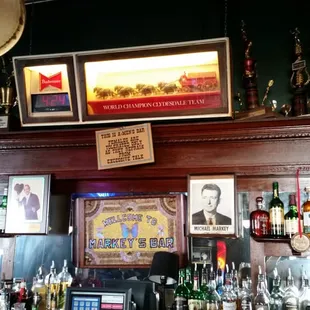 a bar with a variety of liquors