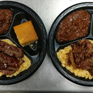 (Left)Mac and Brisket, (Right)Mac and Pork