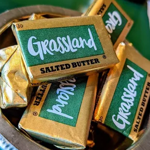 a bowl of grasland salted butter