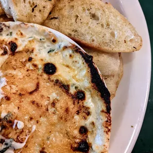 a plate of food with bread