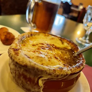 The French onion soup is amazing with an abundance of Wisconsin cheese!