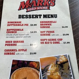 Dessert Menu