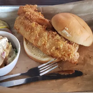 Huge portion fish sandwich