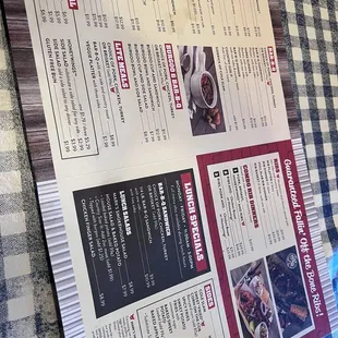 a menu on a table