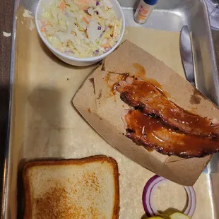 Brisket with Cole slaw.