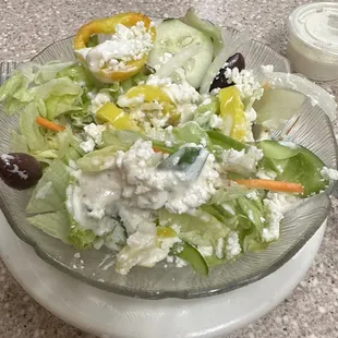 Mini Greek Salad  No Beets Ranch Dressing