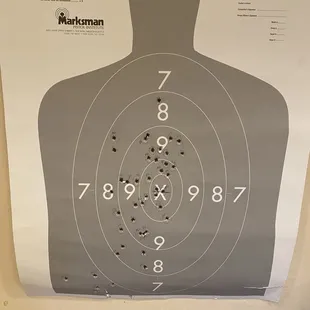 This was my target. So much better than my first time at another range and instructions.