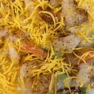 Shrimp and grits with cheese