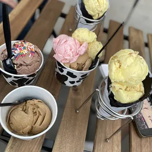 a variety of ice creams