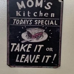 Sign in kitchen