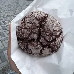 Ube crinkle cookie with leche flan