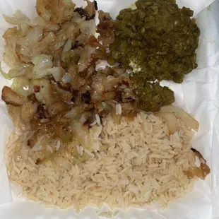 Curry lentils, cabbage, and rice. Big disappointment!