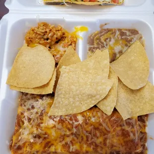 mexican food in a styrofoam container