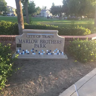 The park sign