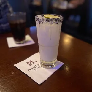 Coconut Basil Margarita with Black Salt Rim