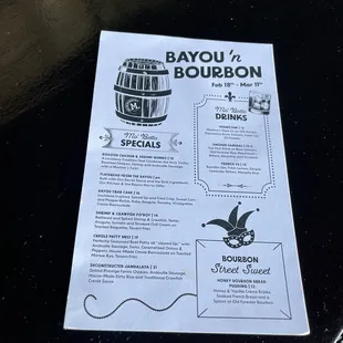 Special Mardi Gras menu
