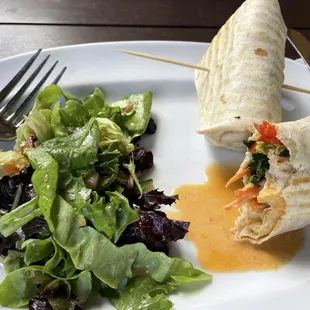 Sweet chilli chicken wrap and salad