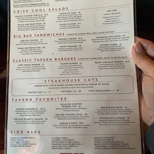 Menu at Marlow's in Oviedo