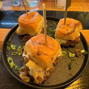 Pork sliders with cheese and horseradish