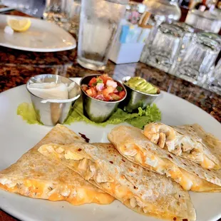 a plate of quesadillas