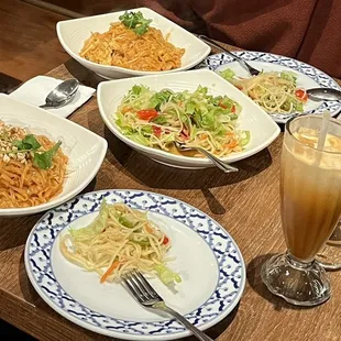 Pad Thai, papaya salad, Thai iced tea