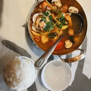 Tom yum soup with shrimp
